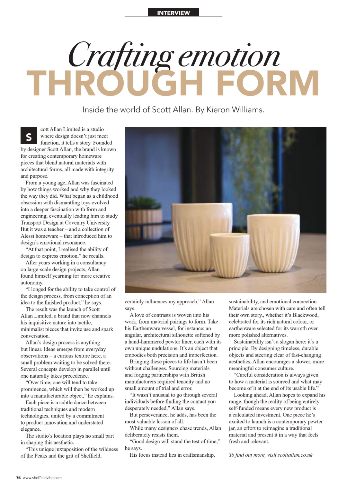 Crafting emotion through form — Westside Magazine, October 2025, page 76